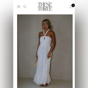 Elegant White Halter Maxi Dress These Three Boutique